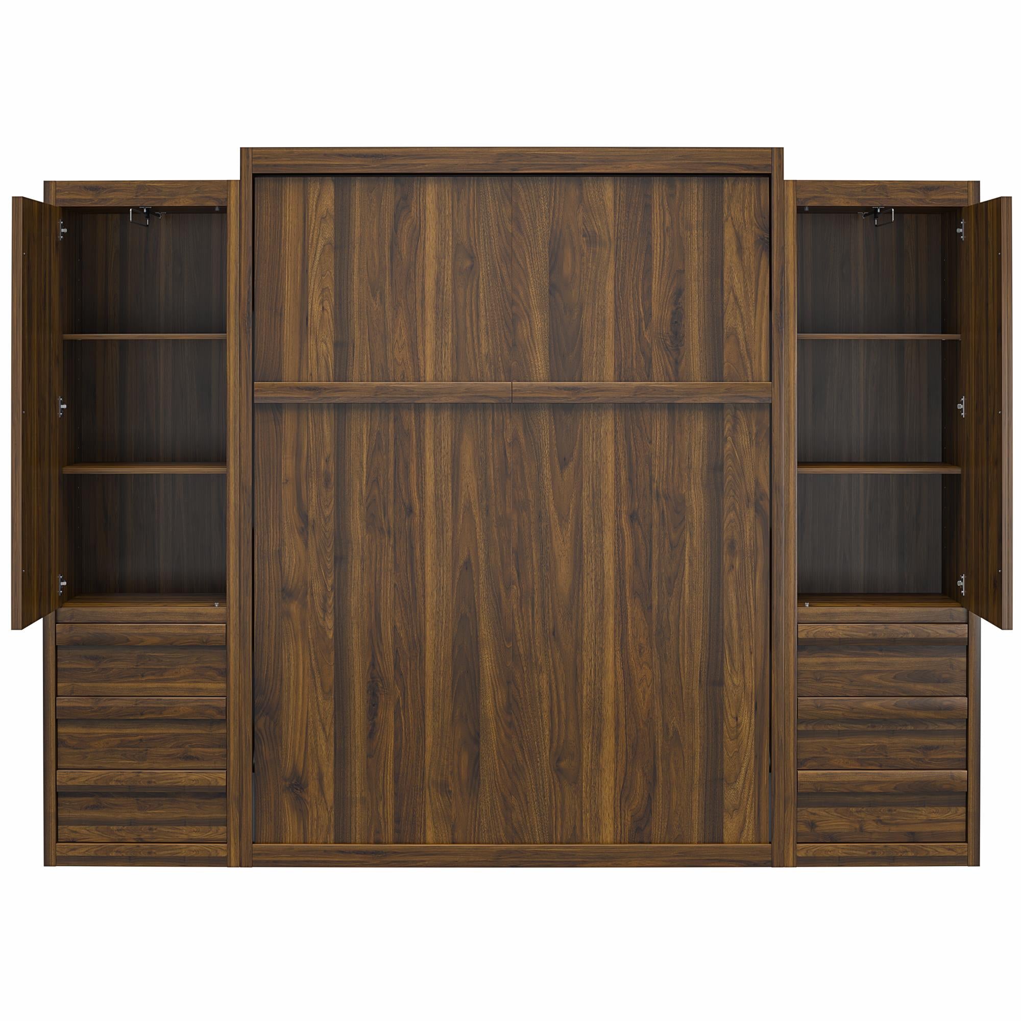 Signature Sleep Paramount Murphy Bed with Armoire Cabinets - Columbia Walnut - Queen