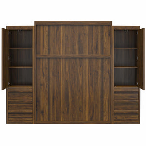 Signature Sleep Paramount Murphy Bed with Armoire Cabinets - Columbia Walnut - Queen