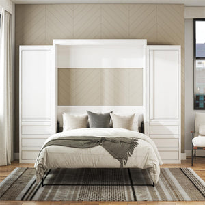 Signature Sleep Paramount Murphy Bed with Armoire Cabinets - Ivory Oak - Queen