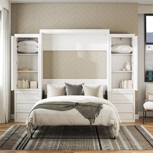 Signature Sleep Paramount Murphy Bed with Armoire Cabinets - Ivory Oak - Queen
