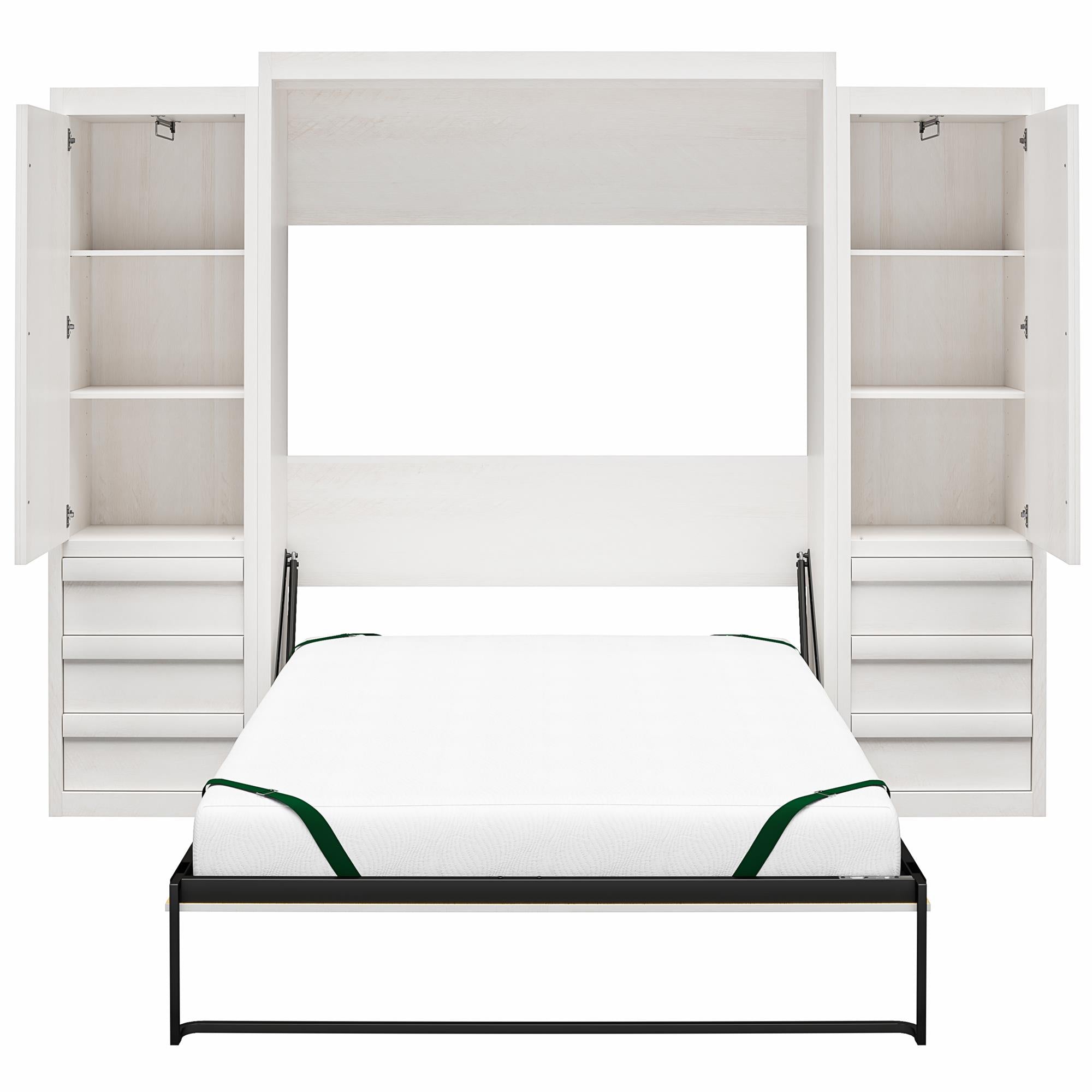 Signature Sleep Paramount Murphy Bed with Armoire Cabinets - Ivory Oak - Queen