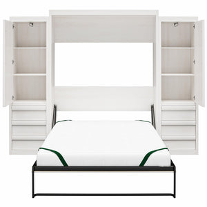 Signature Sleep Paramount Murphy Bed with Armoire Cabinets - Ivory Oak - Queen