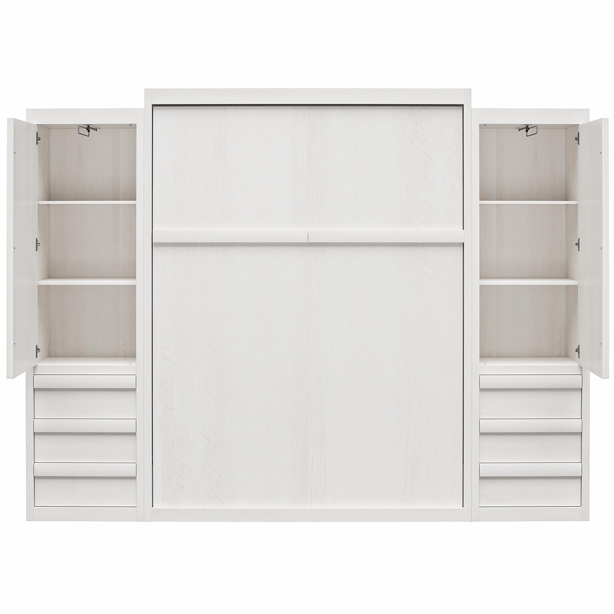 Signature Sleep Paramount Murphy Bed with Armoire Cabinets - Ivory Oak - Queen