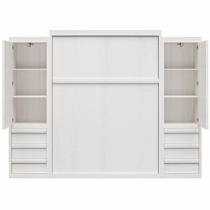 Signature Sleep Paramount Murphy Bed with Armoire Cabinets - Ivory Oak - Queen