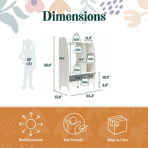 Max & Finn Cloud Kids Dress Up Storage Rack with Toy Organizer - White