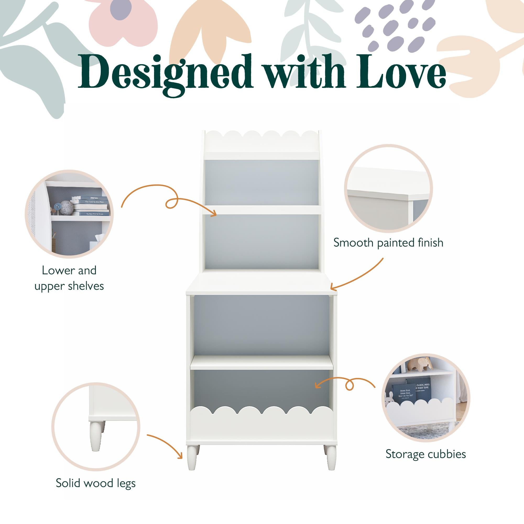 Max & Finn Cloud Kids' Desk with Shelves - White