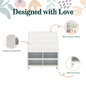 Max & Finn Cloud Kids' Bookshelf with Toy Storage Organizer - White