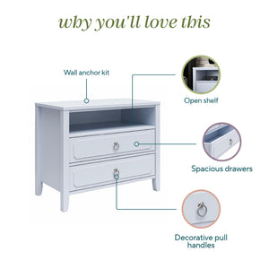 Novogratz Her Majesty 2-Drawer Nightstand, Powder Blue - Powder Blue