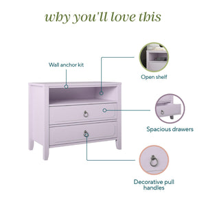 Novogratz Her Majesty 2 Drawer Nightstand - Lavender