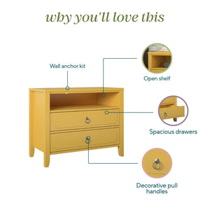 Novogratz Her Majesty 2 Drawer Nightstand - Mustard Yellow