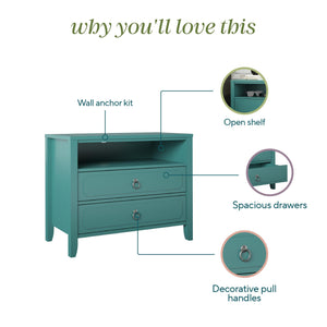 Novogratz Her Majesty 2 Drawer Nightstand - Emerald Green