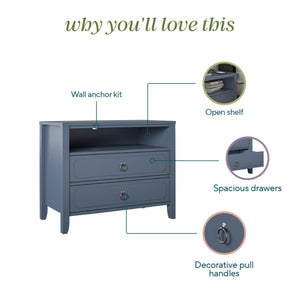Novogratz Her Majesty 2 Drawer Nightstand - Blue