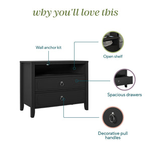 Novogratz Her Majesty 2 Drawer Nightstand - Black