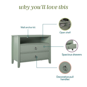 Novogratz Her Majesty 2 Drawer Nightstand - Pale Green