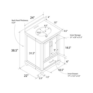 DHP Sunnybrooke 24" Bathroom Vanity - Green - 24"