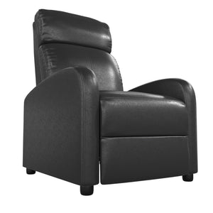 DHP Bobby Pushback Recliner Chair, Black Faux Leather - Black Faux Leather