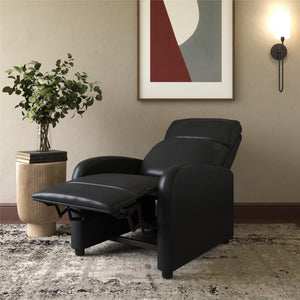DHP Bobby Pushback Recliner Chair, Black Faux Leather - Black Faux Leather