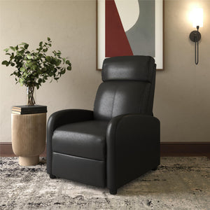 DHP Bobby Pushback Recliner Chair, Black Faux Leather - Black Faux Leather