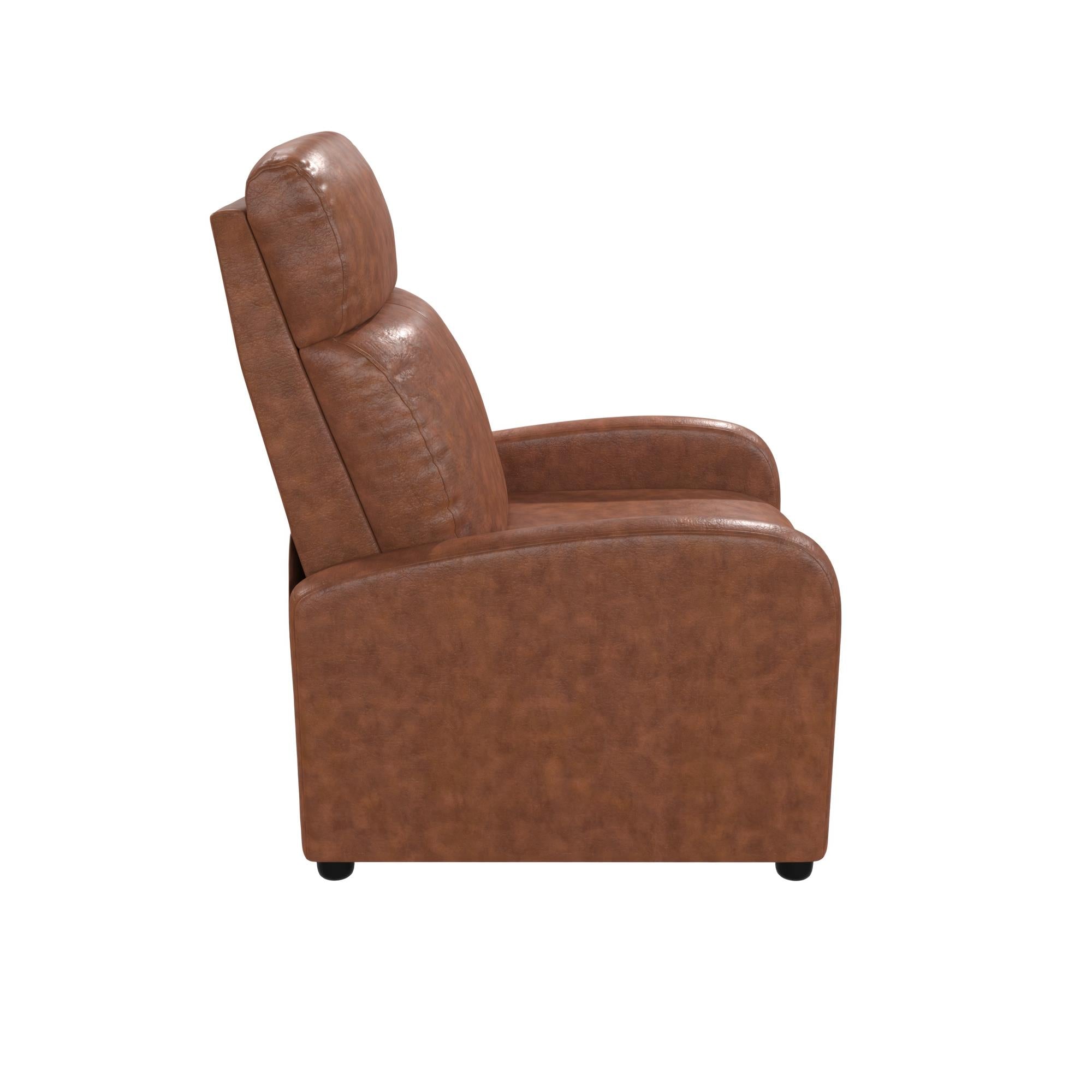 DHP Bobby Pushback Recliner Chair, Camel Faux Leather - Camel Faux Leather