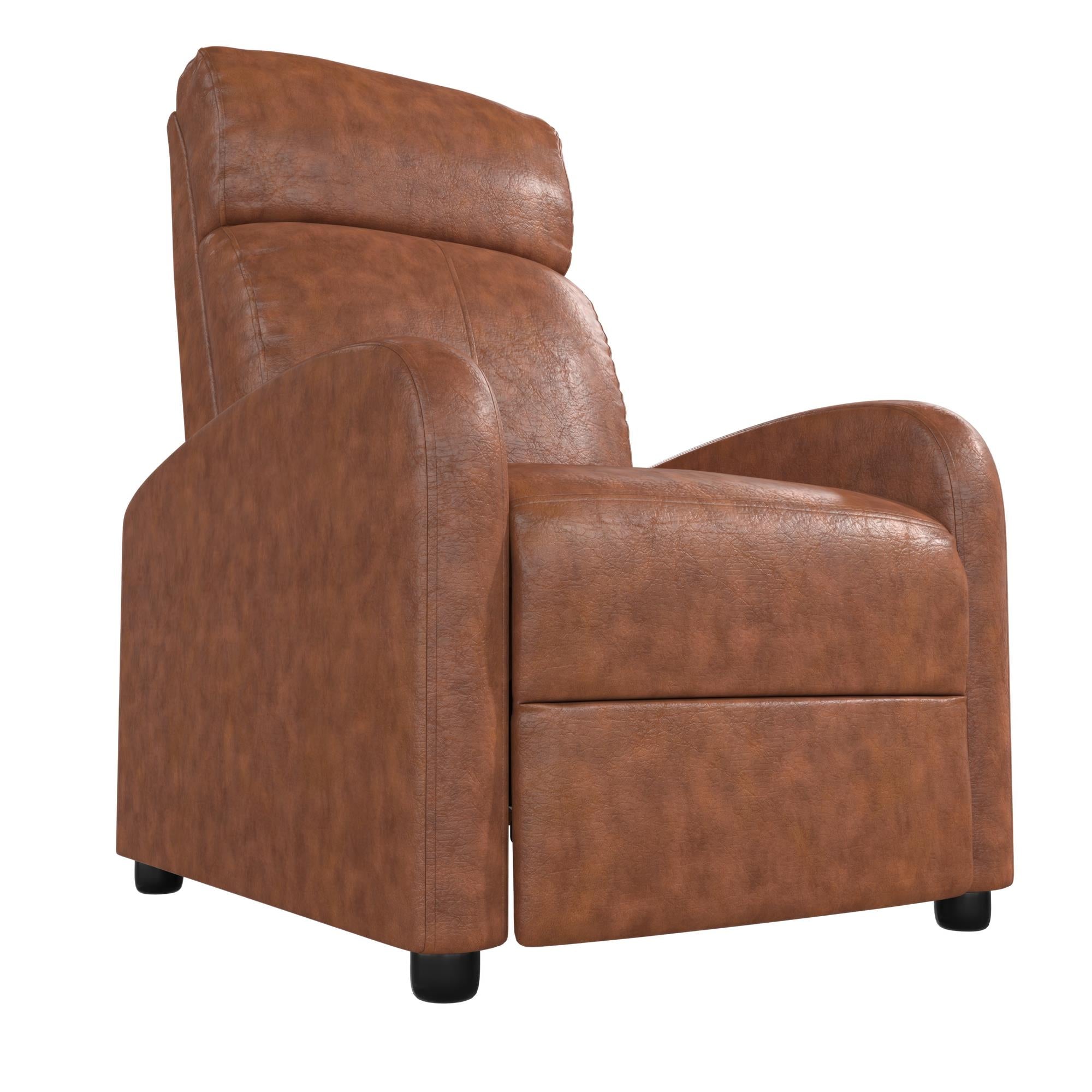 DHP Bobby Pushback Recliner Chair, Camel Faux Leather - Camel Faux Leather