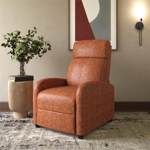 DHP Bobby Pushback Recliner Chair, Camel Faux Leather - Camel Faux Leather