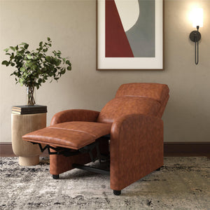 DHP Bobby Pushback Recliner Chair, Camel Faux Leather - Camel Faux Leather