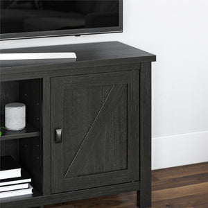 Ameriwood Home Farmington Easy Assembly Farmhouse TV Stand for TVs up to 65" - Black Oak