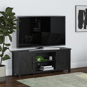 Ameriwood Home Farmington Easy Assembly Farmhouse TV Stand for TVs up to 65" - Black Oak