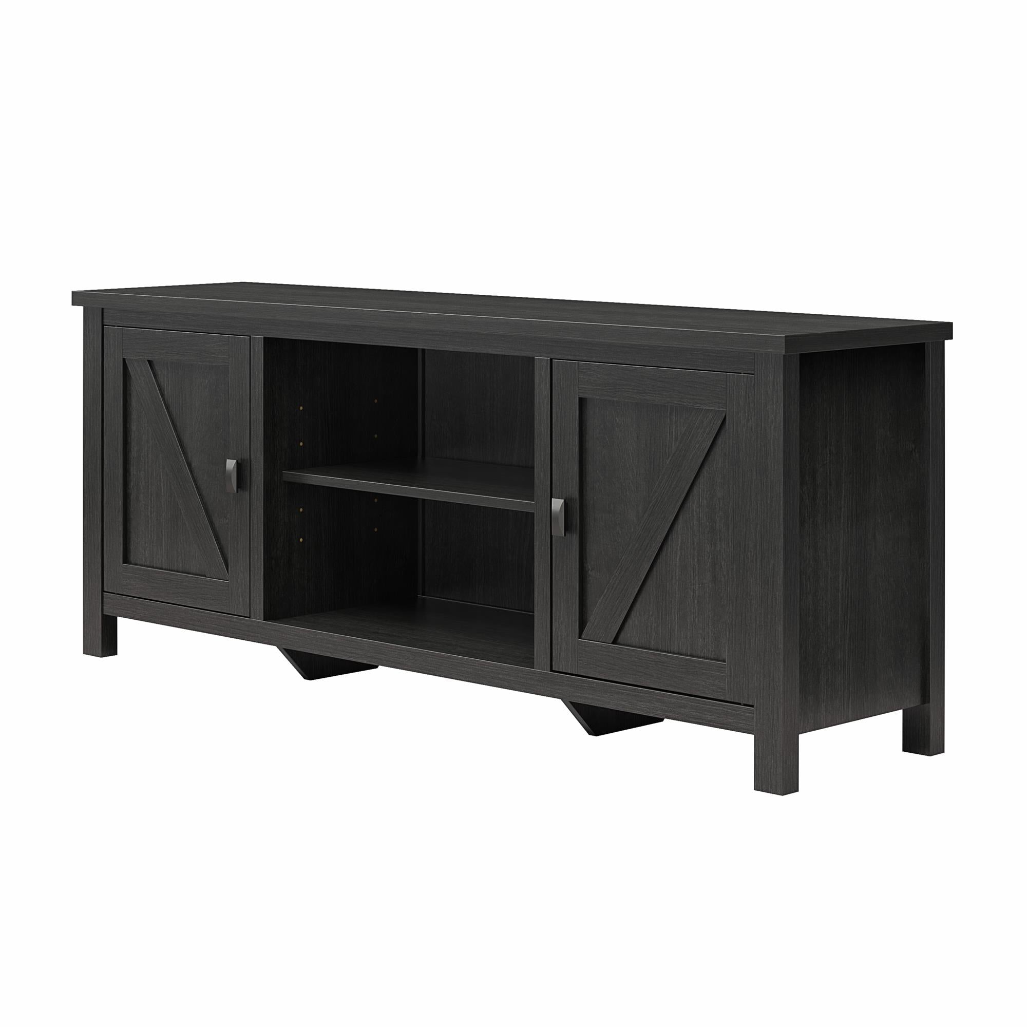 Ameriwood Home Farmington Easy Assembly Farmhouse TV Stand for TVs up to 65" - Black Oak