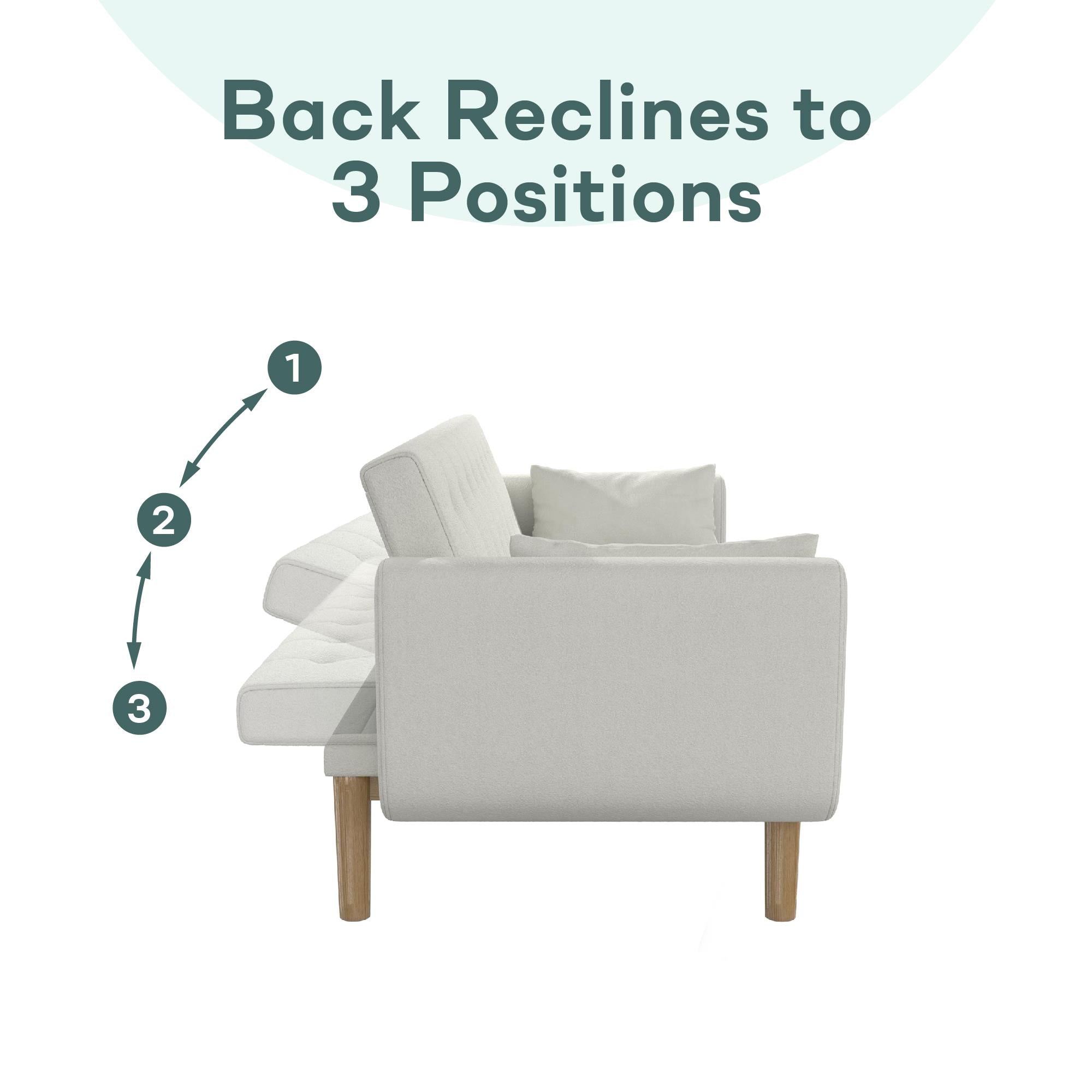 RealRooms Barrie Futon Sofa Bed - Ivory Teddy - 3-Seater