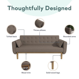 RealRooms Barrie Futon Sofa Bed - Pebble Brown Teddy - 3-Seater