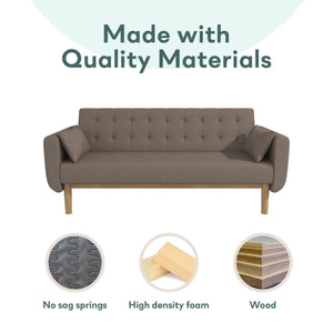 RealRooms Barrie Futon Sofa Bed - Pebble Brown Teddy - 3-Seater