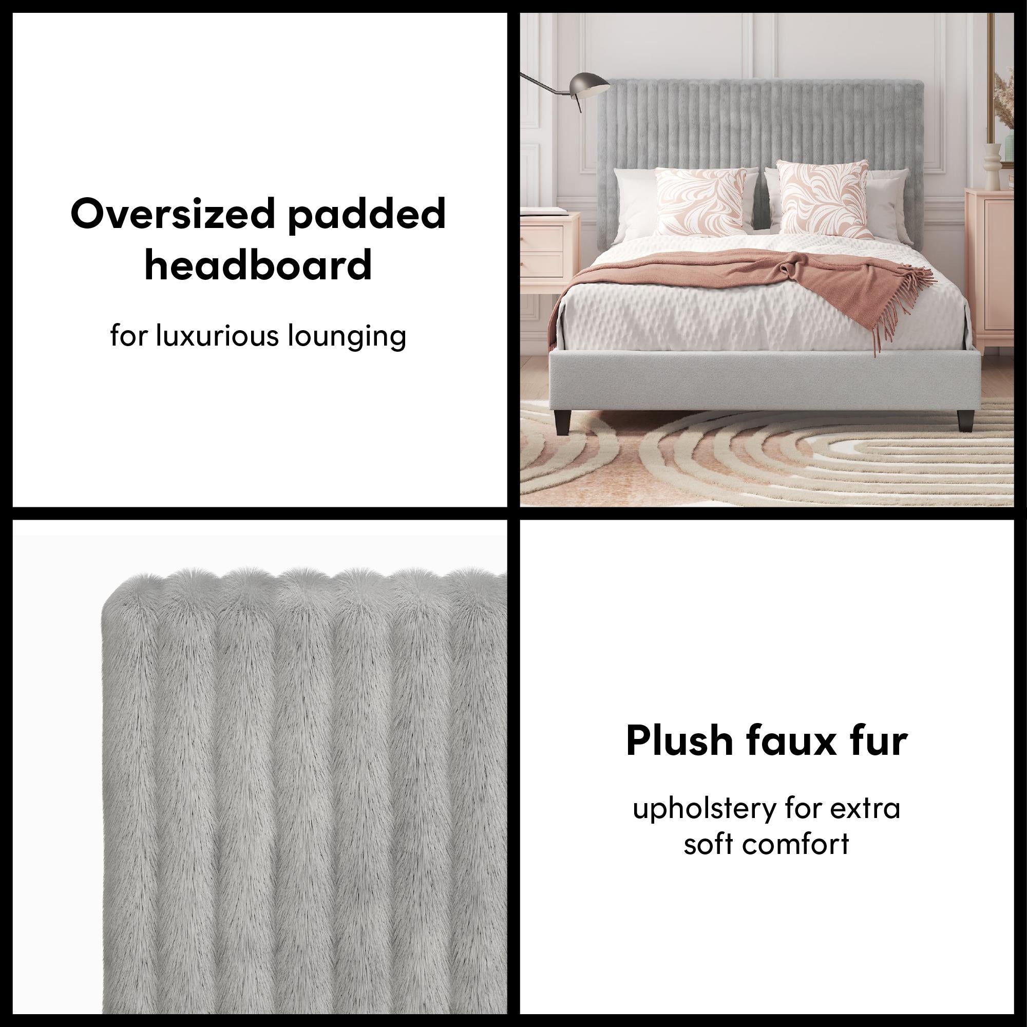 CosmoLiving Mondo Upholstered Platform Bed - Gray - Queen