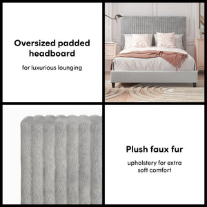 CosmoLiving Mondo Upholstered Platform Bed - Gray - Queen