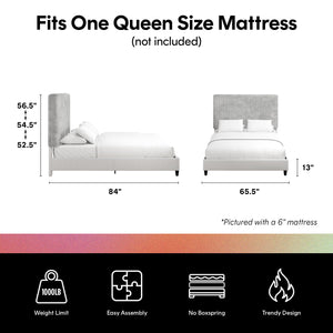 CosmoLiving Mondo Upholstered Platform Bed - Gray - Queen