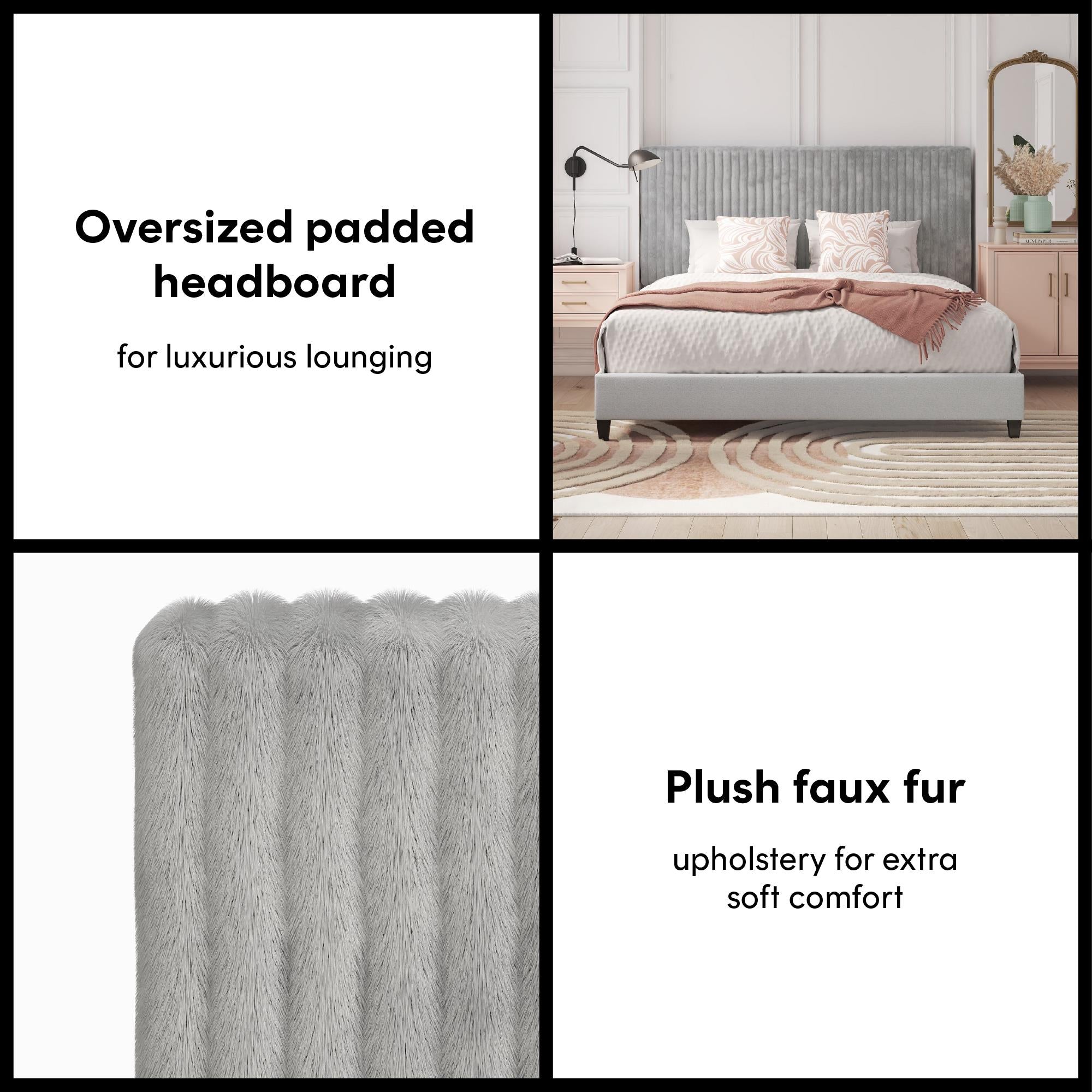 CosmoLiving Mondo Upholstered Platform Bed - Gray - King