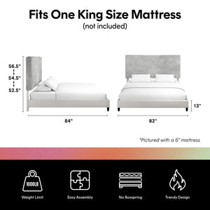 CosmoLiving Mondo Upholstered Platform Bed - Gray - King