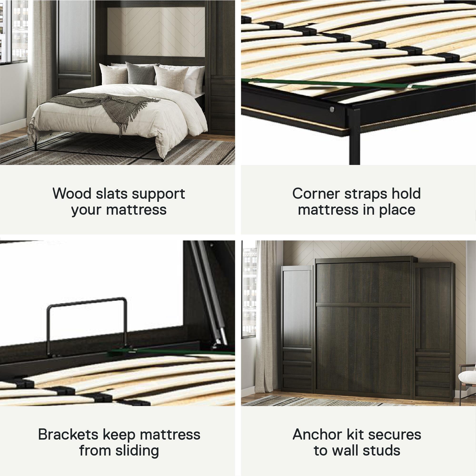 Signature Sleep Paramount Murphy Bed with Armoire Cabinets - Espresso - Queen