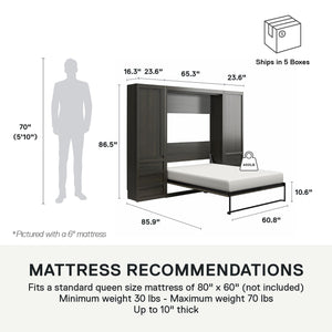 Signature Sleep Paramount Murphy Bed with Armoire Cabinets - Espresso - Queen