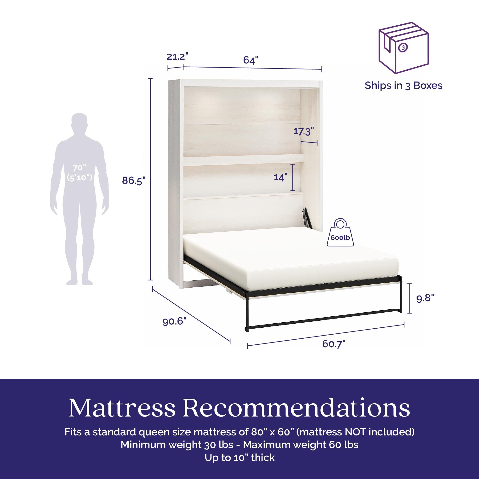 Signature Sleep Farmington Murphy Bed - Ivory Oak - Queen