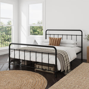 RealRooms Ainsley Queen Metal Platform Bed Frame, Black - Black - Queen