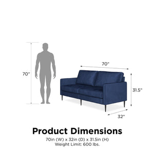 RealRooms Ellie 3-Seater Velvet Sofa - Blue