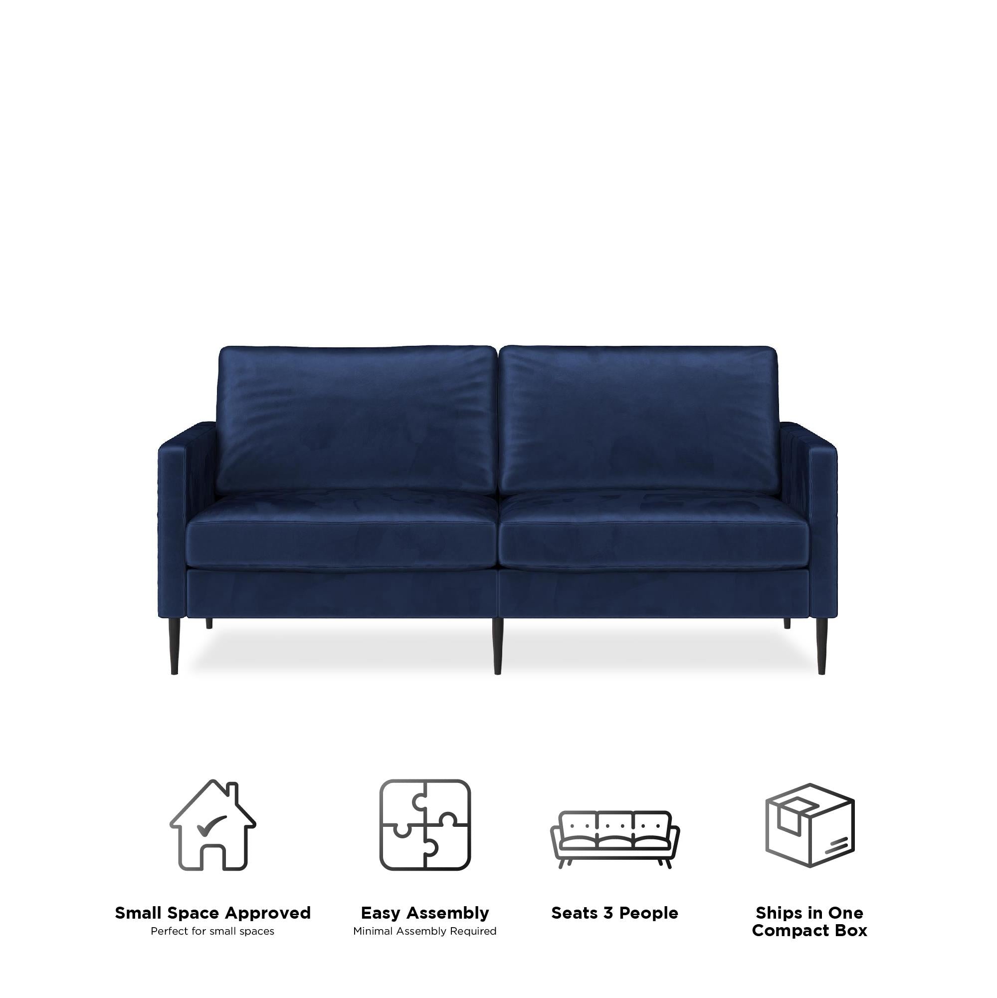 RealRooms Ellie 3-Seater Velvet Sofa - Blue