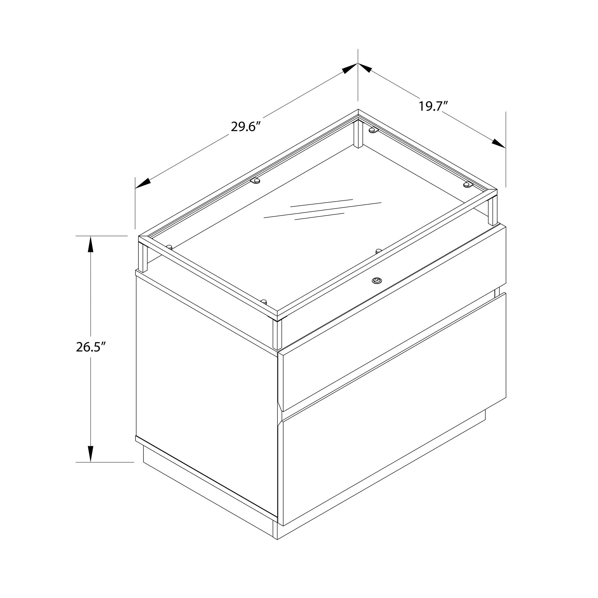 Devon Nightstand with Drawers, LED Lights and Glass Top, Danish Walnut - Danish Walnut