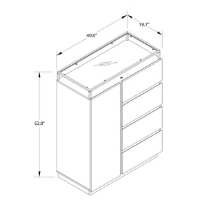 Devon 4-Drawer Dresser with Door, LED Lights and Glass Top, Eden Ash - Eden Ash