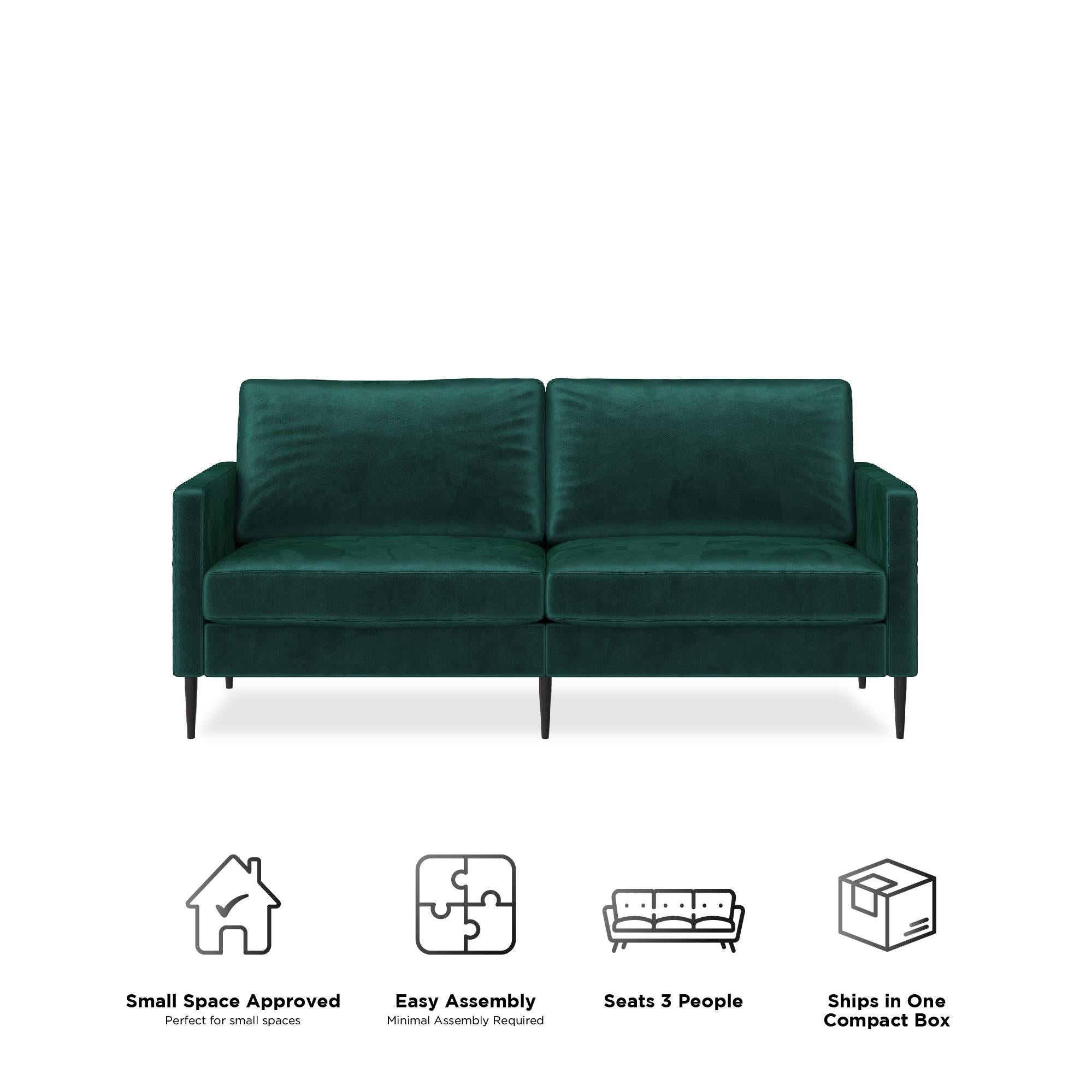 RealRooms Ellie 3-Seater Velvet Sofa - Green