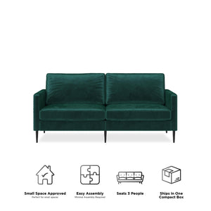 RealRooms Ellie 3-Seater Velvet Sofa - Green