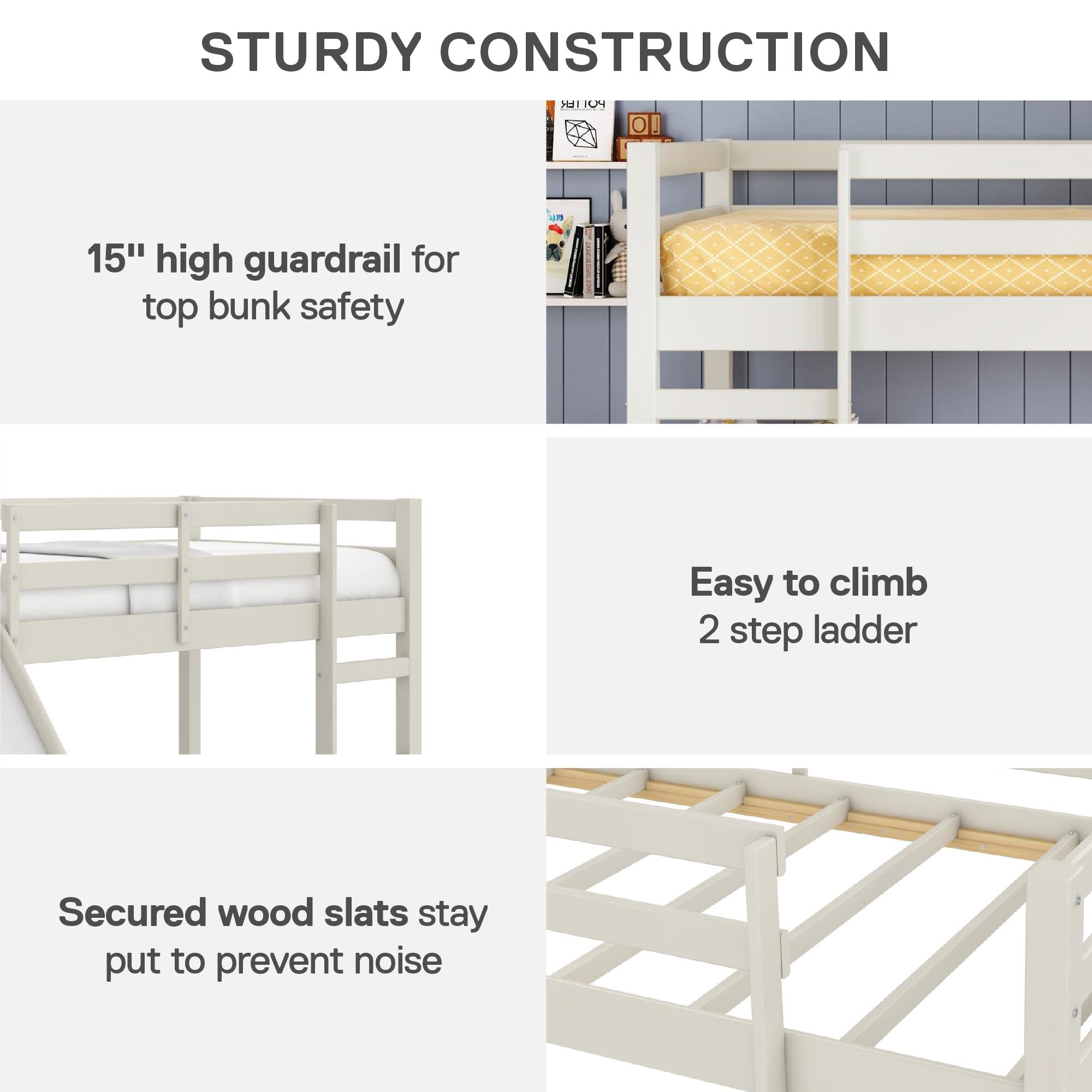 DHP Milton Kids' Low Loft Bed with Slide - White - Twin