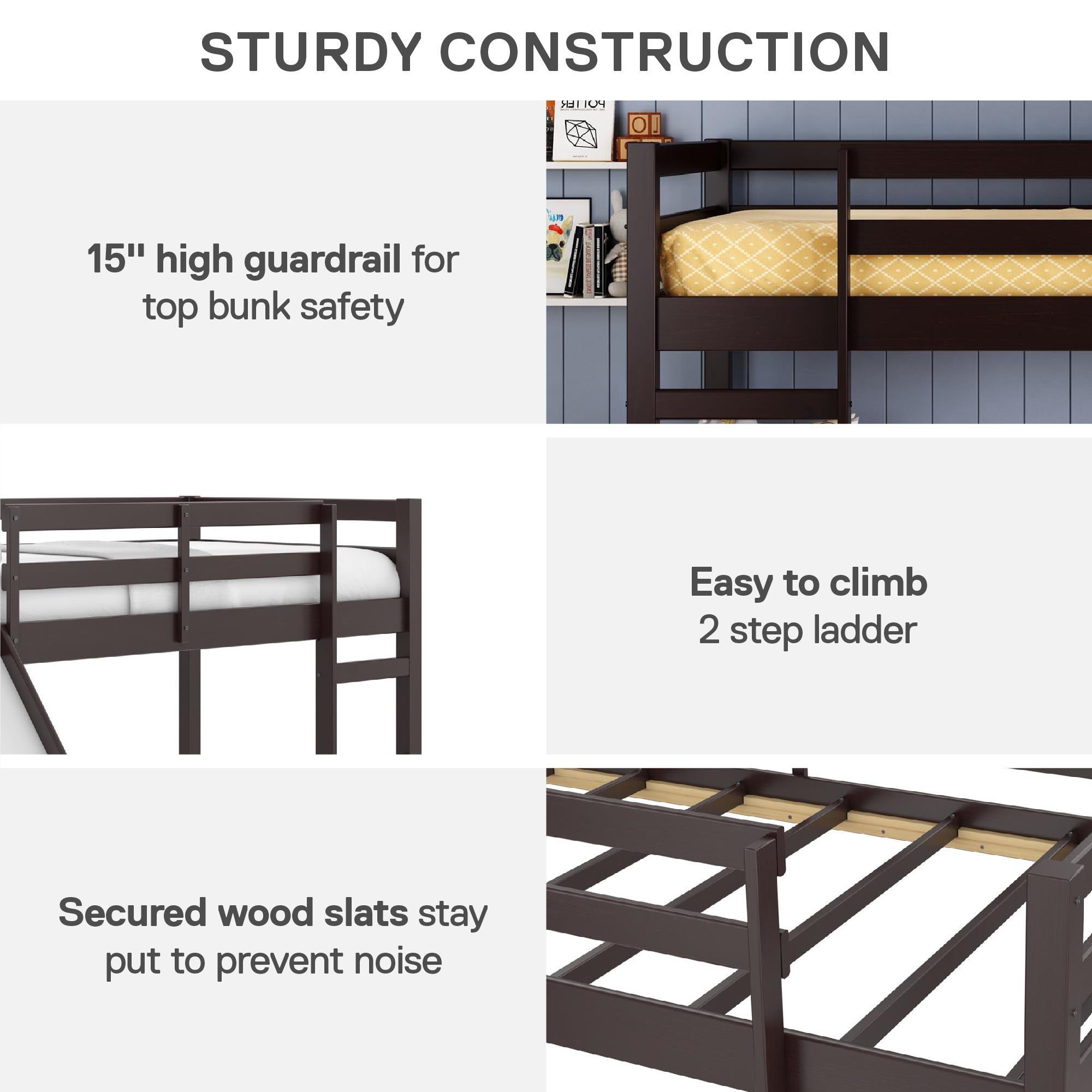 DHP Milton Kids' Low Loft Bed with Slide - Brown - Twin
