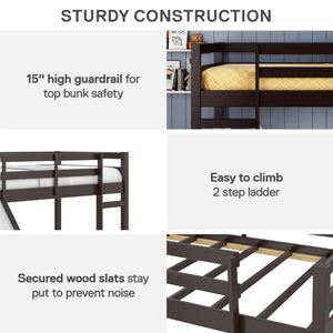 DHP Milton Kids' Low Loft Bed with Slide - Brown - Twin